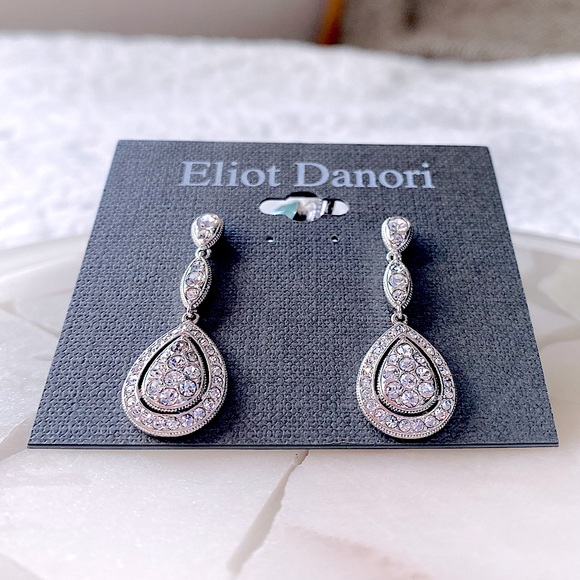 Eliot Danori Silver-tone Raindrop Crystal Earrings - Picture 4 of 10